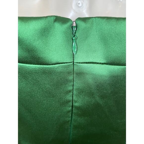 Self-Portrait Green Satin Bandeau Strapless Maxi Dress Size 2 - Picture 9 of 14